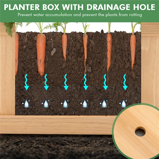 Costway Outdoor Wooden Planter Box Folding Raised Garden Plant Container with Drainage Hole